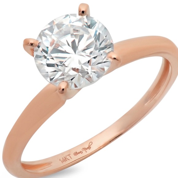 2.85 Ct Round Solitaire 14K Rose Gold Ring - Picture 1 of 3